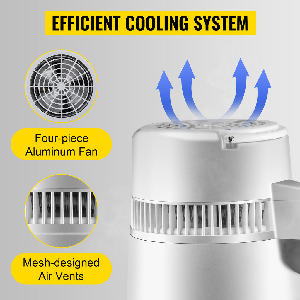 SucceBuy 4L Water Distiller Purifier Filter Dispenser Heating Drinking Bottle Softener 304 Stainless Steel Home Appliance